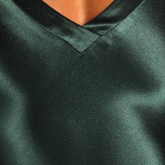 Lulus Perfectly Classy Emerald Green Satin Strappy Maxi Dress - Size XS - Picture 6 of 6